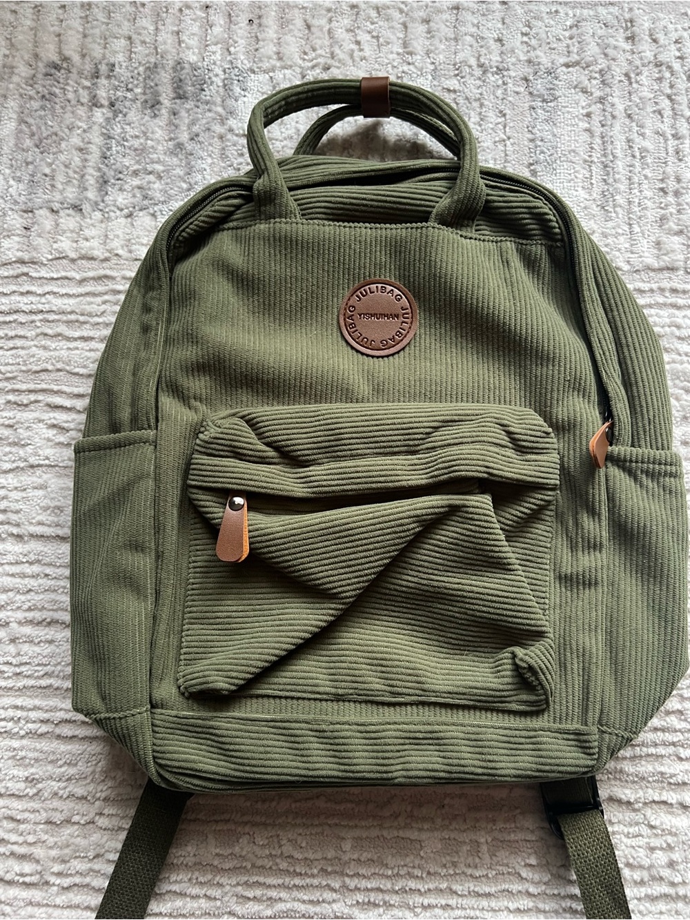 Green Corduroy Backpack - Julibag